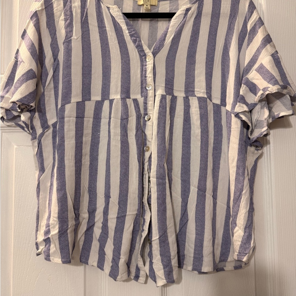 Kori Blue and White Striped Button Down Shirt